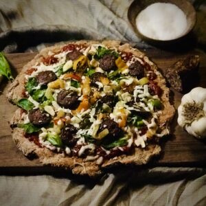 pizza with homemade mozzarella